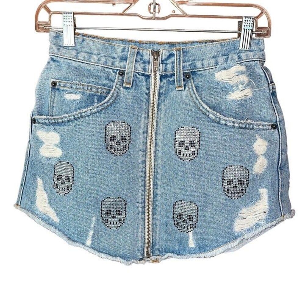 Carmar Beatrice Skull Patch Zip Front Skirt 26